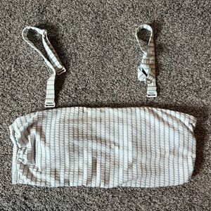 Old Navy Blue and White Striped Bandeau Bikini Top with Removable Straps